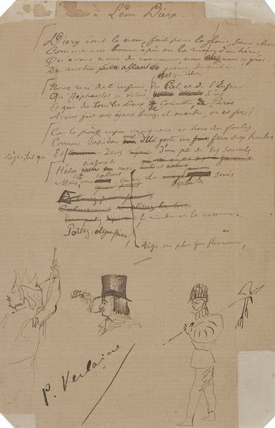 null VERLAINE Paul (1844-1896).
RECUEIL de deux MANUSCRITS autographes avec dessins,...