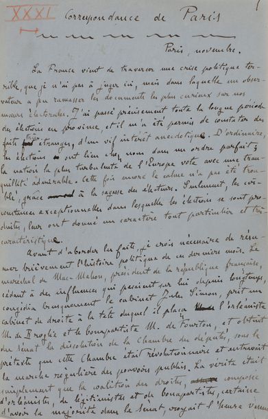 null ZOLA Émile (1840-1902).
TROIS MANUSCRITS autographes signés « Émile Zola »,...