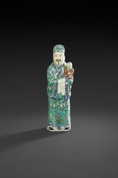null CHINE - XXe siècle
Importante statuette en porcelaine émaillée polychrome de...