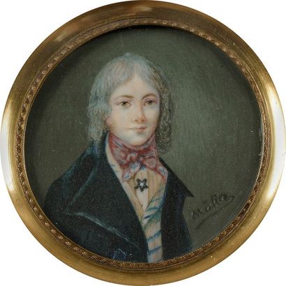 null École française de la fin du XVIIIe siècle
Jeune Homme en costume marron et...