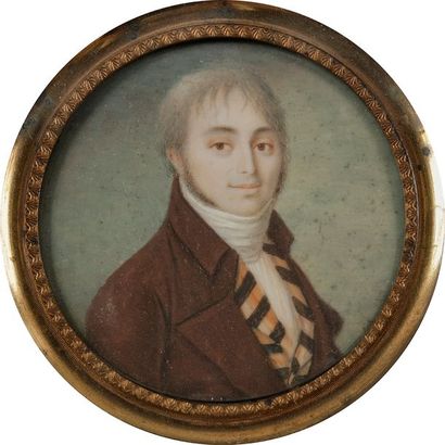 null École française de la fin du XVIIIe siècle
Jeune Homme en costume marron et...