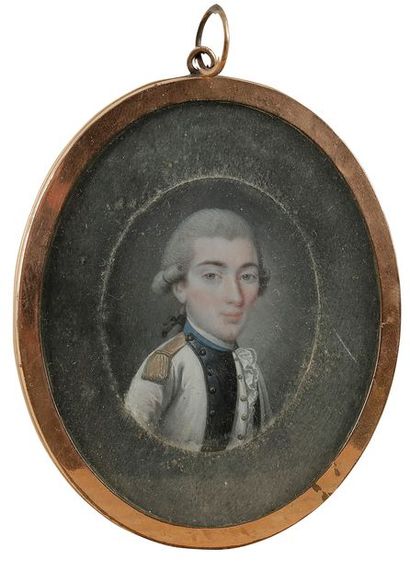 null École française du XVIIIe siècle
Portrait d’un officier en uniforme blanc, revers...