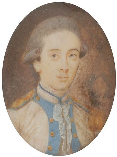 null Alexandre ROCHER (1729 - après 1798)
Portrait d’un lieutenant en 1780, en buste...