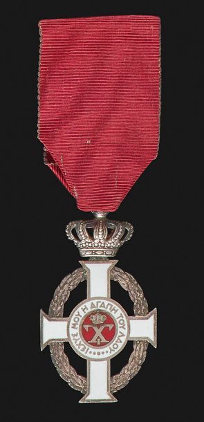 null GRÈCE
ORDRE DE GEORGES Ier, créé en 1915. 
Croix de chevalier (« croix d’argent...