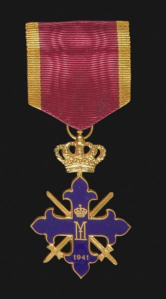 null ROUMANIE 
ORDRE DE MICHEL LE BRAVE, créé en 1916.
Croix de 3e classe (1941)...