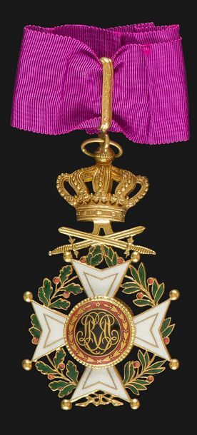 null BELGIQUE 
ORDRE DE LÉOPOLD, créé en 1832. 
Croix de commandeur à titre militaire,...