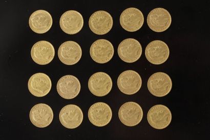 null Lot de 20 pièces de 20 Francs en or. Type Napoléon III Lauré.
1861 A (2) - 162...