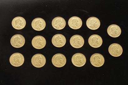 null Lot de 17 pièces de 20 Francs en or. Type napoléon III Lauré.
1865 A (2) - 1866...