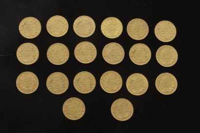 null Lot de 20 pièces de 20 Francs en or. Type Napoléon III non Lauré.
1857 A (14)...