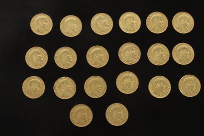 null Lot de 20 pièces de 20 Francs en or. Type Napoléon III non Lauré.
1857 A (14)...