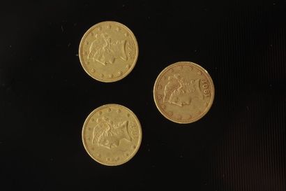 null 3 pièces de 10 Dollars en or. Type Liberty. 1847 - 1848 - 1901 S

Frais acheteur...
