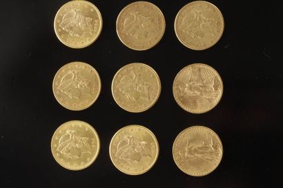 null 9 pièces de 20 Dollars en or.
- 2 pièces de 20 Dollars en or. Type Saint Gaudens...