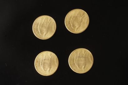 null 4 pièces de 20 Dollars en or. Type Saint Gaudens; dans un sachet numéroté 2017021

Frais...