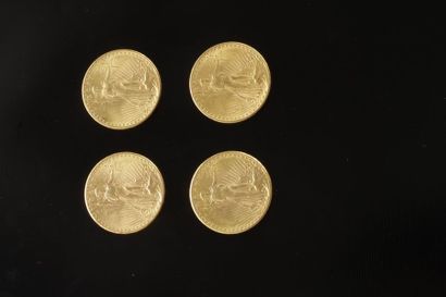 null 4 pièces de 20 Dollars en or. Type Saint Gaudens; dans un sachet numéroté 2017021

Frais...