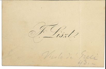 null Franz LISZT (1811-1886). Carte de visite avec adresse autographe, [Rome vers...