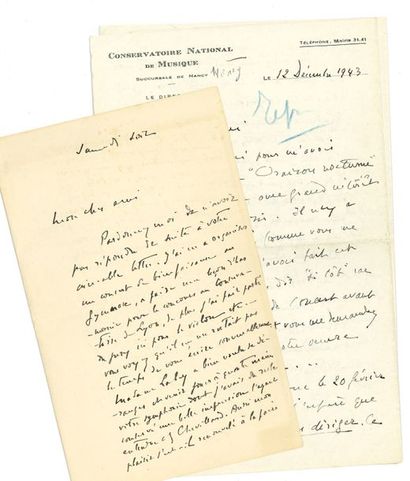 null MUSIQUE. 48 lettres, la plupart L.A.S., à Marcel Labey (et/ou sa femme Charlotte...