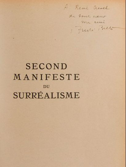 null André BRETON. Second Manifeste du Surréalisme (Paris, Kra, 1930) ; in-4, broché,...