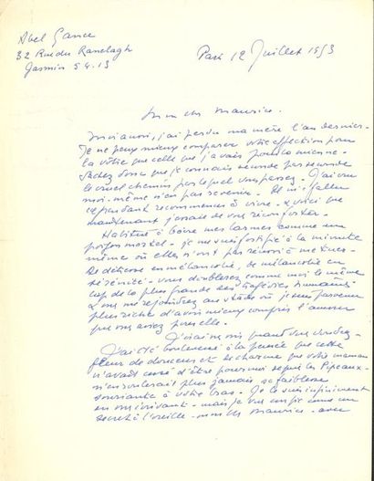 null Abel GANCE (1889-1981). 2 L.A.S., Paris 1950-1953, à Maurice Rostand ; 1 page...