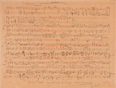 null Emmanuel CHABRIER (1841-1894). Manuscrit musical autographe ; 2 pages oblong...