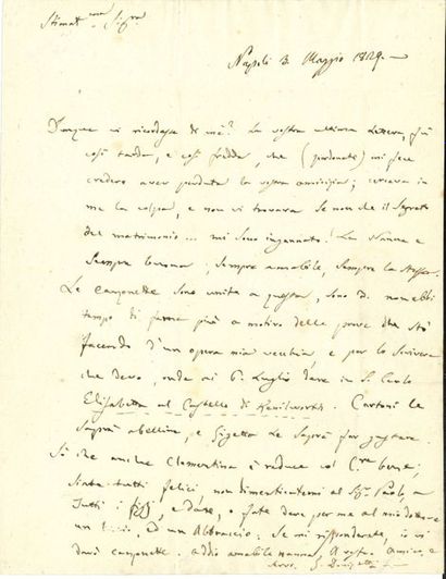 null Gaetano DONIZETTI (1797-1848). L.A.S., Naples 3 mars 1829, à Anna Carnevali...