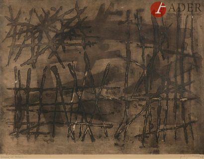 null Jean SIGNOVERT (1919-1981)
Composition, 1955
Eau-forte.
Signée et datée en bas...