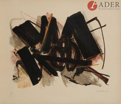  Huguette ARTHUR BERTRAND (1922-2005)
Composition
Lithographie.
Signée et numérotée... Gazette Drouot