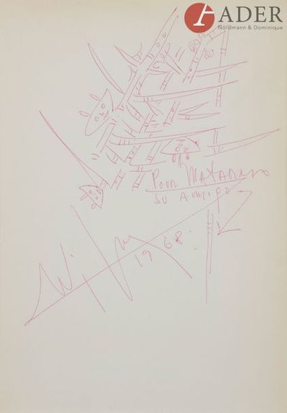 null Wifredo LAM [cubain] (1902-1982)
Composition, 1968
Encre rouge.
Signée, datée...