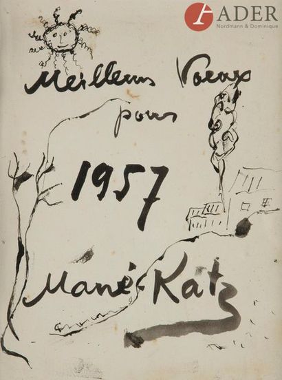 null MANE-KATZ (1894-1962)
Meilleurs vœux, 1957
Encre et lavis d’encre.
Signé et...