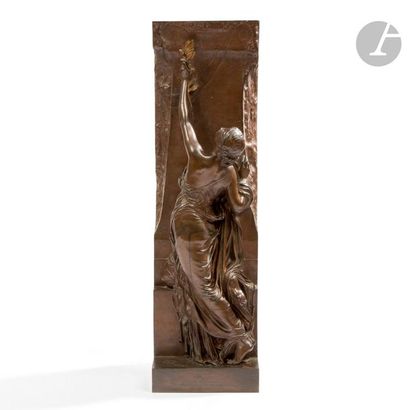 null HENRI CHAPU (1833-1891) 
Calliope 
Sculpture. Épreuve en bronze à patine brun...