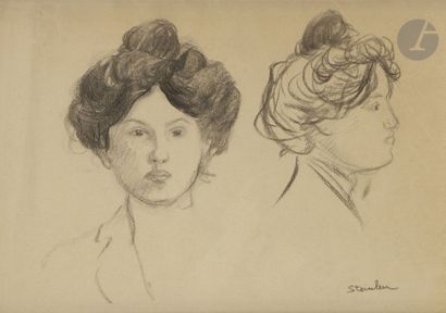 null Théophile-Alexandre STEINLEN (1859 - 1923)
Double portrait
Fusain.
Annoté «...