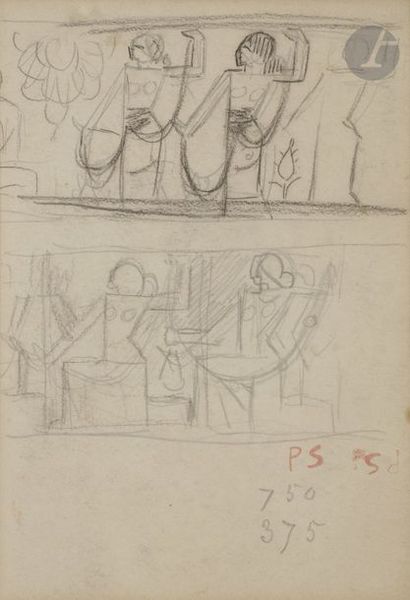 null Paul SÉRUSIER (1864 - 1927)
Figures égyptiennes, vers 1906-1910
Crayon noir.
Porte...