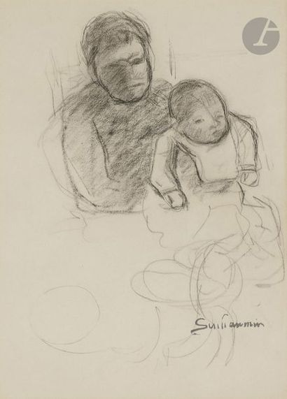 null Armand GUILLAUMIN (1841 - 1927)
Femme et son enfant
Fusain.
Porte le timbre...