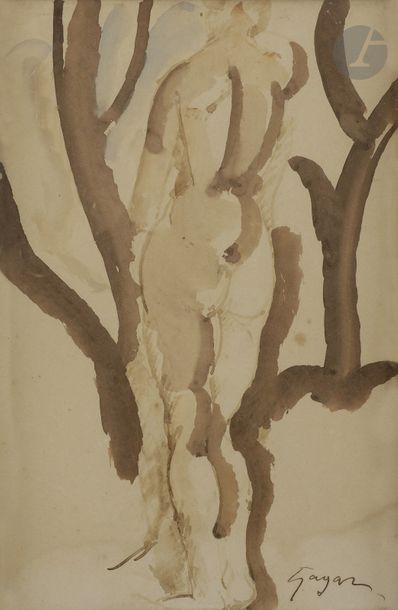 null Celso LAGAR (1891 - 1966)
Nu dans les bois, vers 1918
Aquarelle.
Signée en bas...