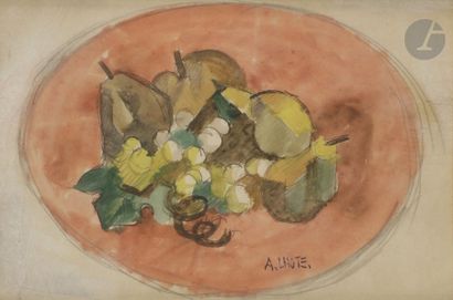 null André LHOTE (1885 - 1962)
Coupe de fruits, vers 1915
Aquarelle sur mine de plomb...