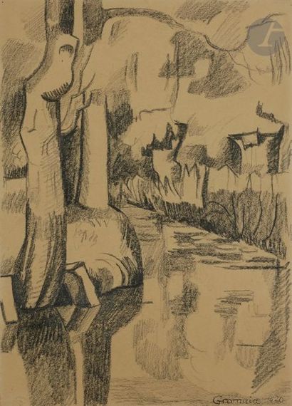 null Marcel GROMAIRE (1892 - 1971)
Paysage cubiste, 1920
Fusain.
Signé et daté en...