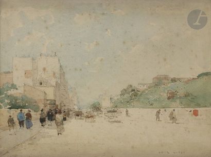 null Luigi LOIR (1845 - 1916)
Scène de rue animée
Aquarelle.
Signée en bas à droite.
(Rousseurs).
23...
