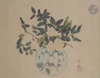 null Rihaku HARADA (1890 - 1954)
Bouquet de roses, 1933
Technique mixte sur soie.
Signé...