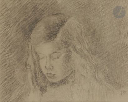 null George MORREN (1868 - 1941)
Portrait de jeune fille
Fusain.
Signé en bas à droite.
(Petite...
