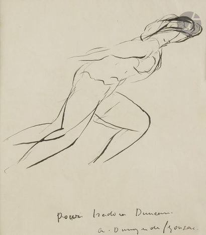null André DUNOYER de SEGONZAC 
(1884 - 1974)
Danseuse, Isadora Duncan
Encre.
Signé...