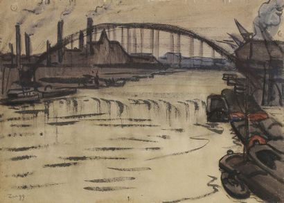 null Jules-Émile ZINGG (1882 - 1942)
Paris, la Seine au pont Rouelle
Aquarelle.
Signée...