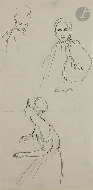 null Léonard-Tsuguharu FOUJITA (1886 - 1968)
Trois études de femmes
Encre.
Signé...