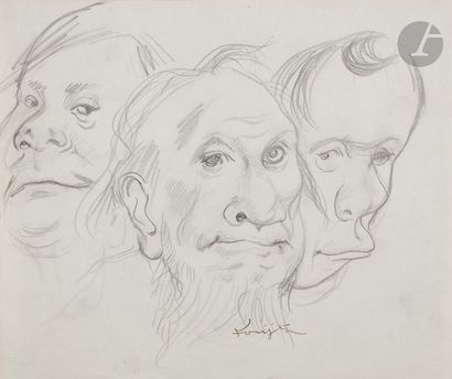 null Léonard-Tsuguharu FOUJITA (1886 - 1968)
Visages de grotesques
Mine de plomb.
Signé...