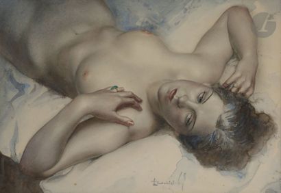 null Lev TCHISTOVSKY (1902 - 1969)
Femme nue allongée, vers 1930
Aquarelle.
Signée...
