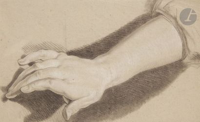 null Jean RESTOUT (1692 - 1768)
Études de mains tenant un livre et appuyées sur une...