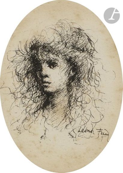 null Leonor FINI (1908 - 1996)
Portrait de femme, sujet ovale
Encre.
Signé en bas...