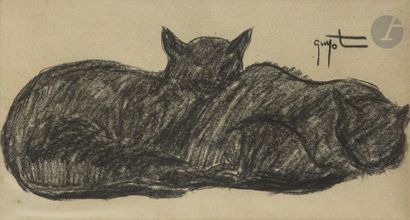 null Georges-Lucien GUYOT (1885 - 1973)
Deux chats allongés
Crayon noir.
Signé en...