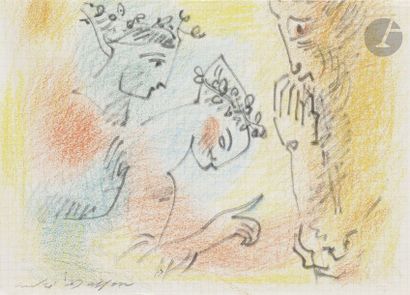 null André MASSON (1896 - 1987)
Scène mythologique
Feutre et pastel sur papier quadrillé.
Signé...