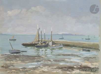 null Lucien Victor DELPY (1898 - 1967)
Bateaux à la jetée en Vendée, vers 1949
Gouache.
Signée...