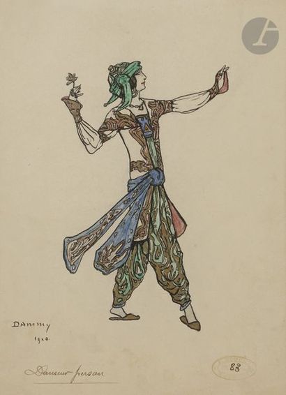 null H. Robert DAMMY (c. 1890 - ?)
Danseur persan, 1910
Encre, aquarelle et peinture...
