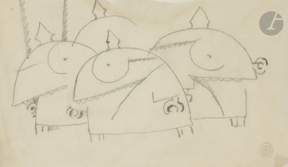 null Jean COCTEAU (1889 - 1963)
Dessin de guerre, étude pour « Le Mot », 1915
Crayon...